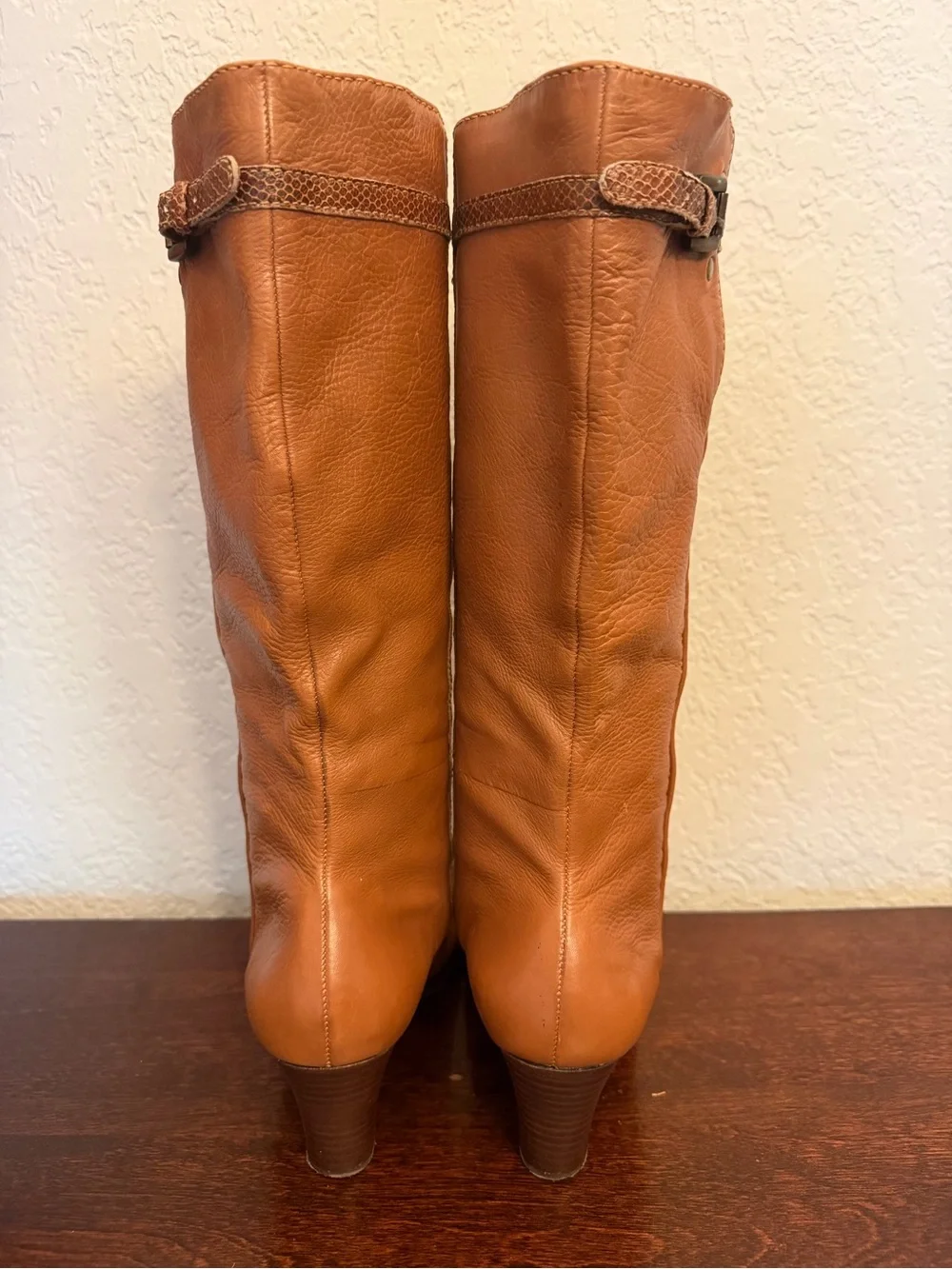 Nurture Lucia Boots Women's Size 8M Pebble English Tan Leather Knee High PullOn